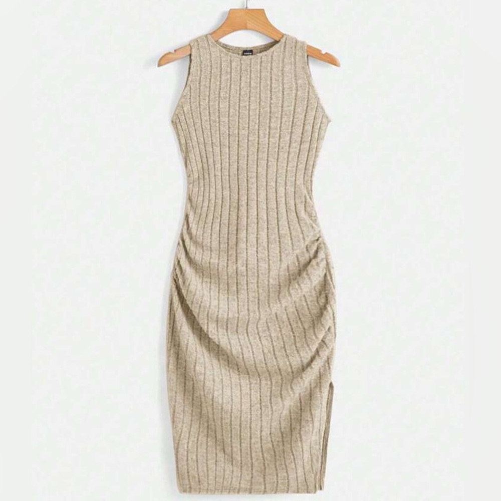 2 Pc Shein Ezwear Solid Ruched Split Thigh Ribbed… - image 1